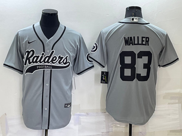 Men's Las Vegas Raiders #83 Darren Waller Gray Cool Base Stitched Baseball Jersey