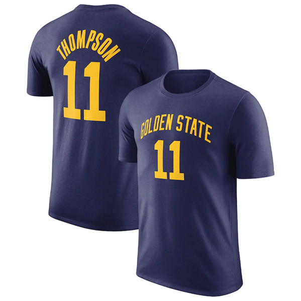Men's Golden State Warriors #11 Klay Thompson Navy 2022/23 Statement Edition Name & Number T-Shirt