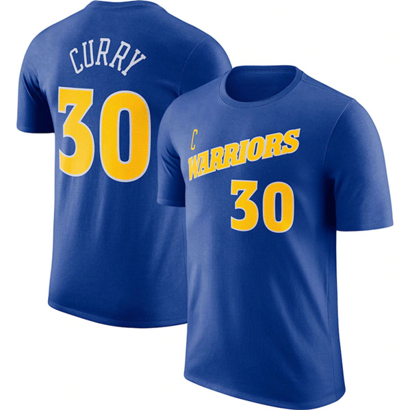 Men's Golden State Warriors #30 Stephen Curry Blue 2022/23 Name & Number T-Shirt