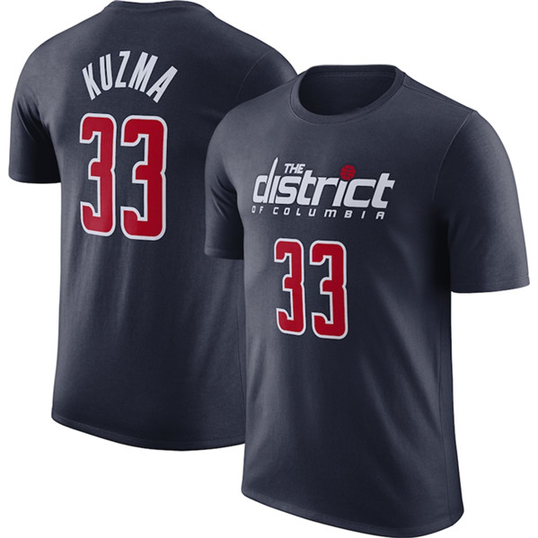 Men's Washington Wizards #33 Kyle Kuzma Navy 2022/23 Statement Edition Name & Number T-Shirt