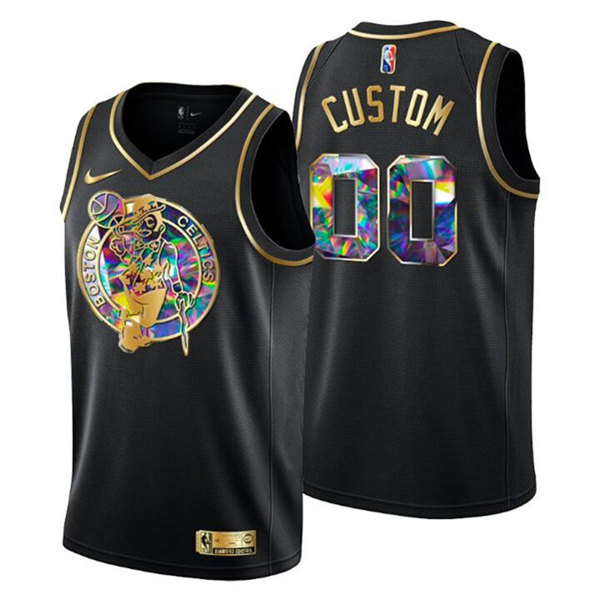 Men's Boston Celtics Active Player Custom 2021/22 Black Golden Edition 75th Anniversary Diamond Logo Stitched Basketball Jersey