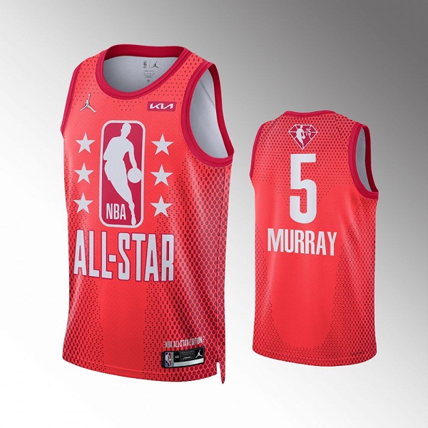 Men's 2022 All-Star #5 Dejounte Murray Maroon Stitched Basketball Jersey