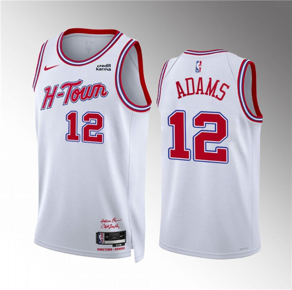 Men's Houston Rockets #12 Steven Adams White 2023/24 City Edition Stitched Jersey