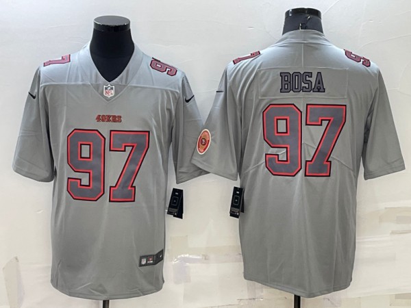 Men's San Francisco 49ers #97 Nick Bosa Gray With Patch Atmosphere Fashion Stitched Jersey