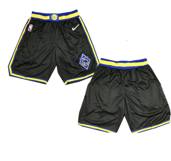 Men's Golden State Warriors Black 75th Anniversary Shorts(Run Small)