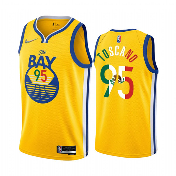Men's Golden State Warriors #95 Juan Toscano-Anderson 2022 Gold Special Mexico Edition Swingman Stitched Jersey