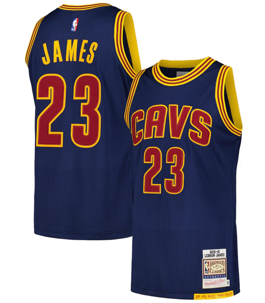Men's Cleveland Cavaliers #23 LeBron James Navy 2015-26 Throwback Stitched Jersey