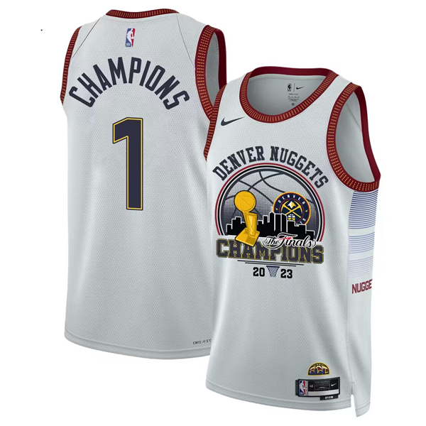 Men's Denver Nuggets #1 The Final Champions White 2023 Swingman Stitched Basketball Jersey