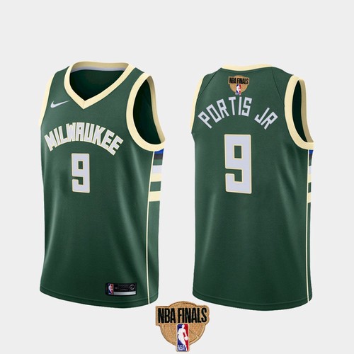 Men's Milwaukee Bucks #9 Bobby Portis JR 2021 NBA Finals Green Association Edition Stitched NBA Jersey