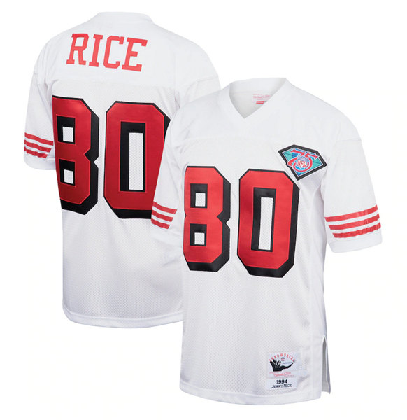 Men's San Francisco 49ers #80 Jerry Rice White 1994 Stitched Jersey