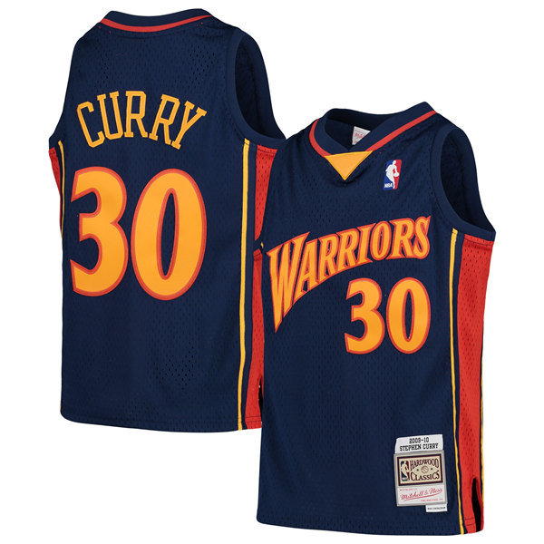 Men's Golden State Warriors #30 Stephen Curry Navy 2009-10 Throwback Stitched Jersey