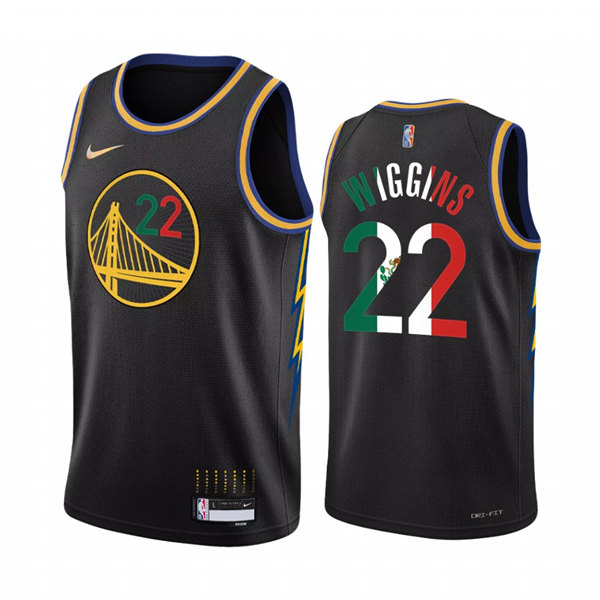 Men's Golden State Warriors #22 Andrew Wiggins 2022 Black Special Mexico Edition Swingman Stitched Jersey