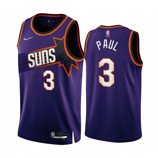 Men's Phoenix Suns #3 Chris Paul 2022/23 Purple 75th Anniversary Icon Edition Stitched Jersey