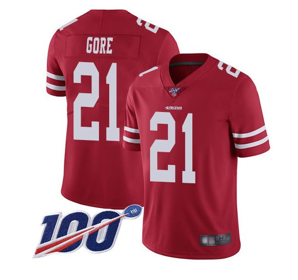 Men's San Francisco 49ers #21 Frank Gore Red Stitched Jersey