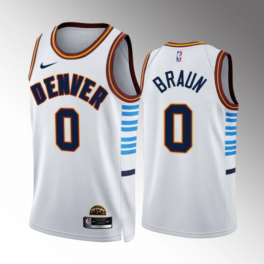 Men's Denver Nuggets #0 Christian Braun White 2022-23City Edition Stitched Basketball Jersey