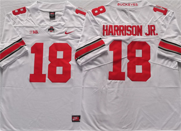 Men's Ohio State Buckeyes #18 Harrison jr White Stitched Jersey