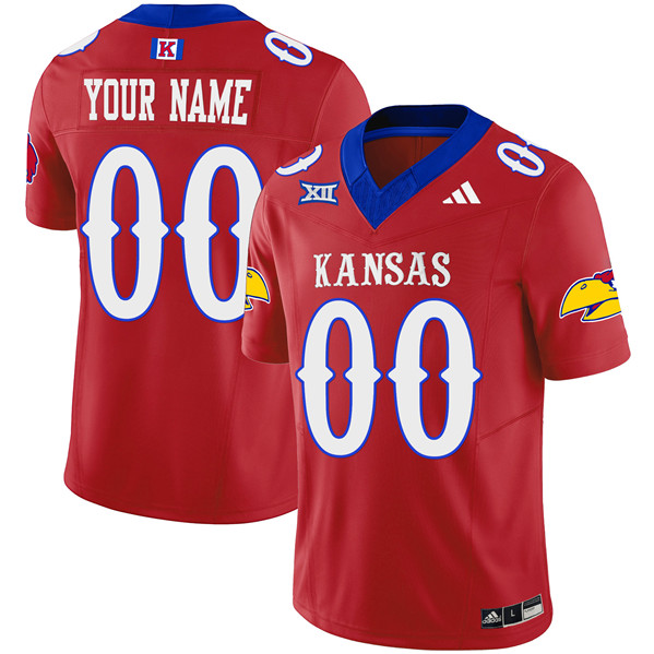 Men's Kansas Jayhawks ACTIVE PLAYER Custom Red 2023 F.U.S.E. Vapor Limited Stitched Jersey