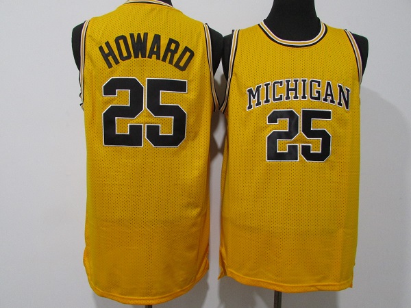 Men's Michigan Wolverines #25 Jace Howard Yellow College Stitched Football Jersey