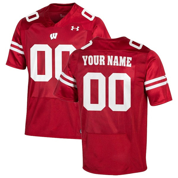 Men's Wisconsin Badgers Customized Red Stitched Football Jersey