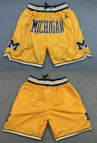 Michigan Wolverines Jordan Basketball Yellow Shorts