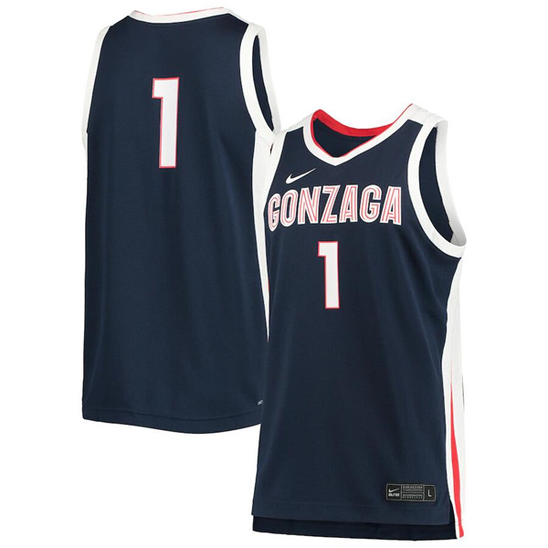 Gonzaga Bulldogs #1 Navy Basketball Stitched Jersey