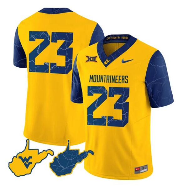 Youth West Virginia Mountaineers #23 Gold 2023 F.U.S.E. Stitched Basketball Jersey