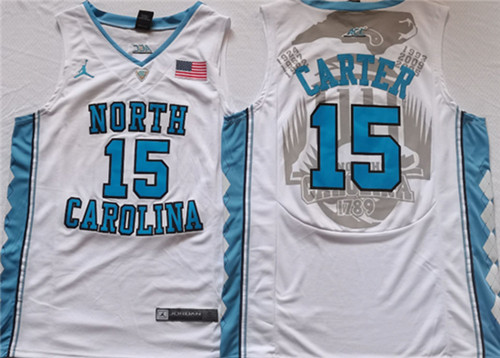 Men's North Carolina Tar Heels #15 Vince Carter White Stitched Jersey