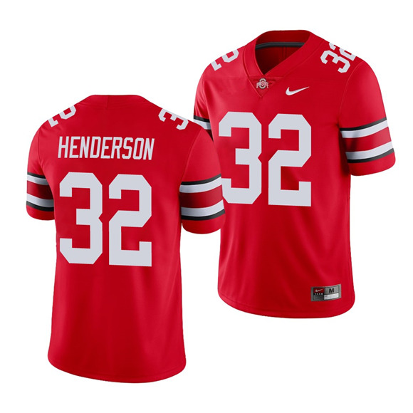 Buckeyes #32 TreVeyon Henderson Red Limited Stitched NCAA Jersey