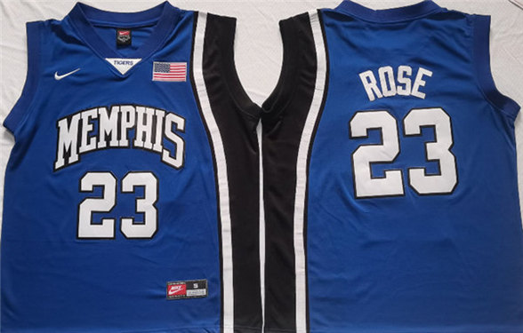 Men's Memphis Tigers #23 Derrick Rose Blue Stitched Jersey