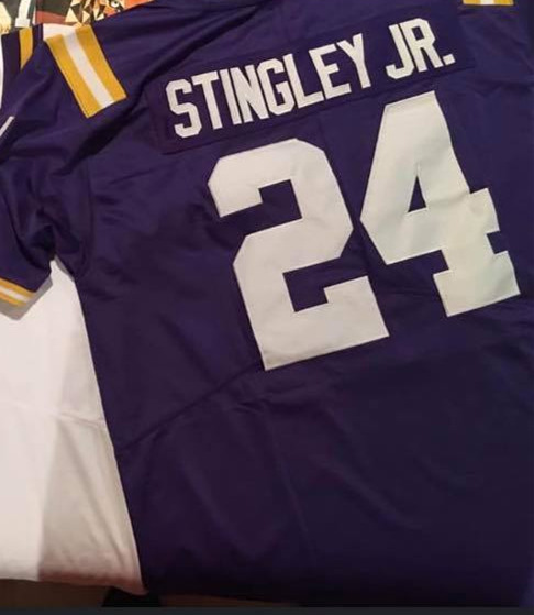 LSU COLLEGE #24 Stingly jr. Purple Stitched NCAA Jersey