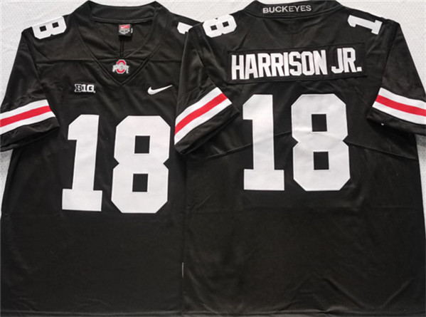 Men's Ohio State Buckeyes #18 Harrison jr Black/White Stitched Jersey
