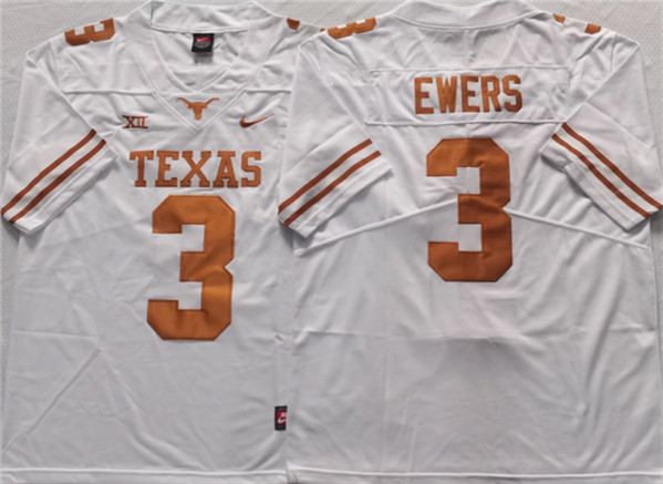 Men's Texas Longhorns #3 Ewers White Stitched Jersey