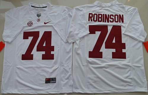 Crimson Tide #74 Cam Robinson White Limited Stitched NCAA Jersey