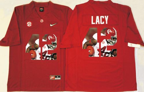 Crimson Tide #42 Eddie Lacy Red Player Fashion Stitched NCAA Jersey