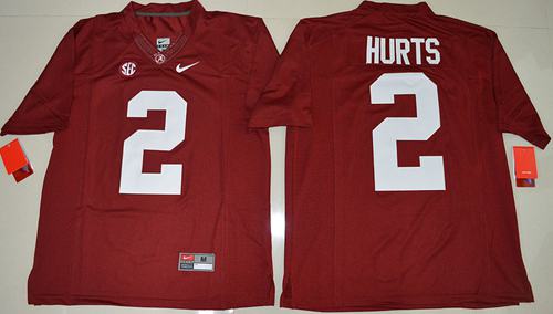 Crimson Tide #2 Jalen Hurts Red Limited Stitched NCAA Jersey