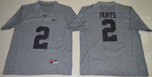 Crimson Tide #2 Jalen Hurts Gridiron Gray Limited Stitched NCAA Jersey
