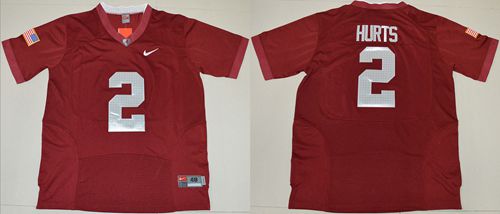 Crimson Tide #2 Jalen Hurts Red Pro Combat Stitched NCAA Jersey
