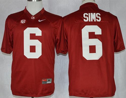 Crimson Tide #6 Blake Sims Red Limited Stitched NCAA Jersey