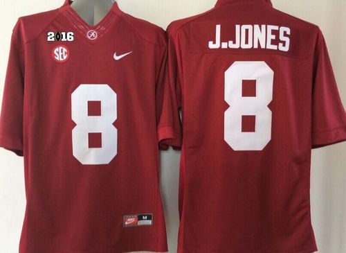 Crimson Tide #8 Julio Jones Red 2016 College Football Playoff National Championship Patch Stitched NCAA Jersey