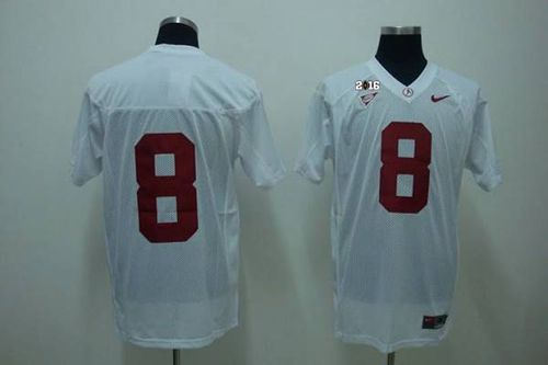 Crimson Tide #8 Julio Jones White 2016 College Football Playoff National Championship Patch Stitched NCAA Jersey