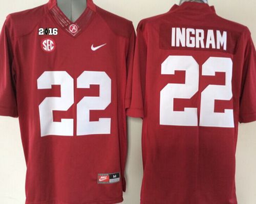 Crimson Tide #22 Mark Ingram Red 2016 College Football Playoff National Championship Patch Stitched NCAA Jersey
