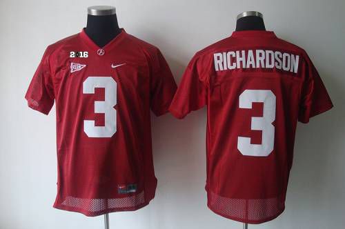 Crimson Tide #3 Trent Richardson Red 2016 College Football Playoff National Championship Patch Stitched NCAA Jersey