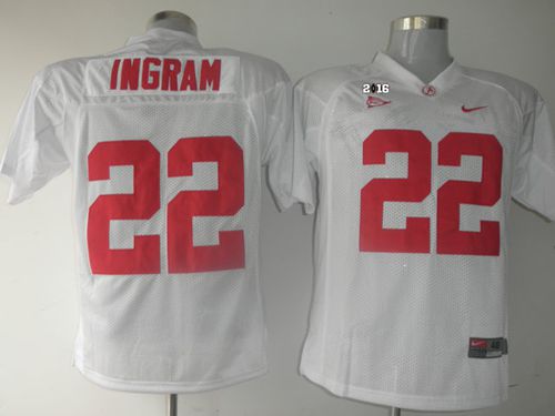 Crimson Tide #22 Mark Ingram White 2016 College Football Playoff National Championship Patch Stitched NCAA Jersey