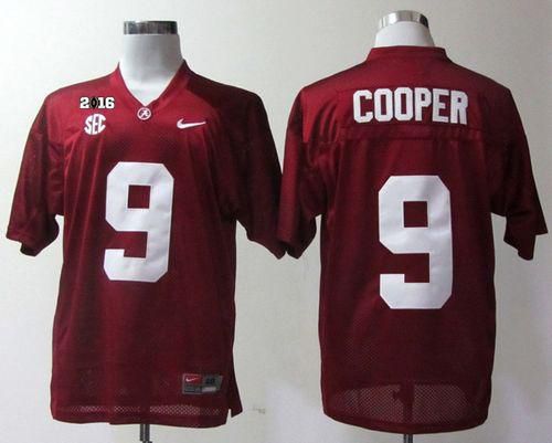 Crimson Tide #9 Amari Cooper Red 2016 College Football Playoff National Championship Patch Stitched NCAA Jersey