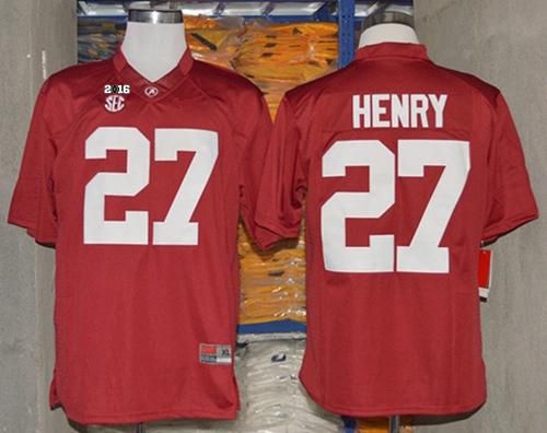 Crimson Tide #27 Derrick Henry Red Limited 2016 College Football Playoff National Championship Patch Stitched NCAA Jersey