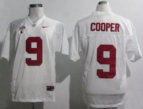 Crimson Tide #9 Amari Cooper White SEC & 2016 College Football Playoff National Championship Patch Stitched NCAA Jersey