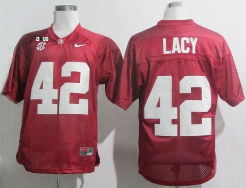 Crimson Tide #42 Eddie Lacy Red SEC & 2016 College Football Playoff National Championship Patch Stitched NCAA Jersey