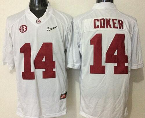 Crimson Tide #14 Jake Coker White Limited Stitched NCAA Jersey