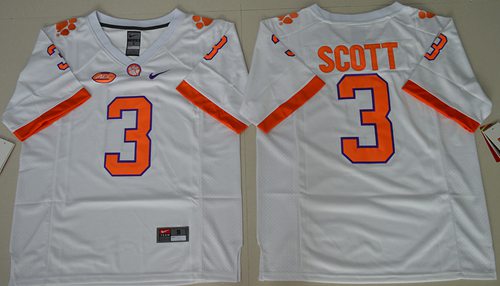 Tigers #3 Artavis Scott White Limited Stitched NCAA Jersey