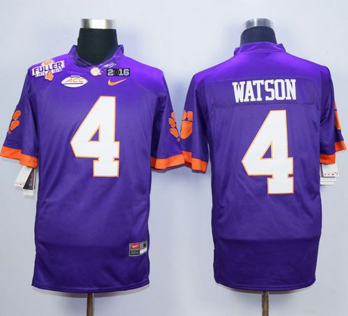 Tigers #4 Deshaun Watson Purple Limited 2016 College Football Playoff National Championship Patch Stitched NCAA Jersey